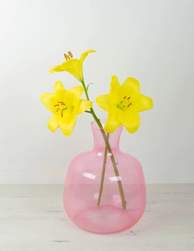 Jarron Dublin rosa con lilium amarillo