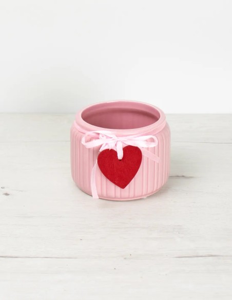 Decoración Botánica: Cubremacetas con Lazo y Corazón de Madera