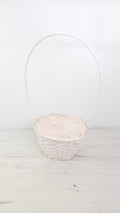 Cesta Wonderful con asa alta, trenzada en color blanco