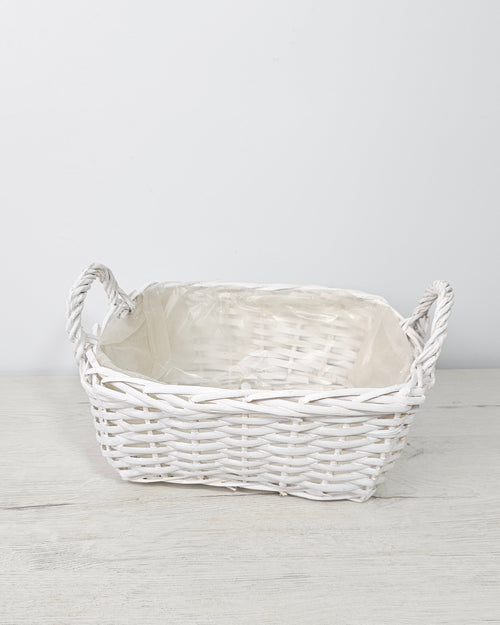 Detalle del trenzado y acabado blanco de la cesta Asa Neptune